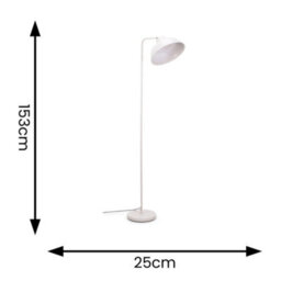 Valuelights Morris White Metal Stem Standing Floor Lamp With Angled Dome Shade For Living Room Office - Led Bulb Included - thumbnail 6