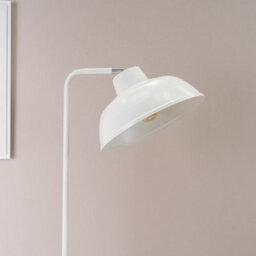Valuelights Morris White Metal Stem Standing Floor Lamp With Angled Dome Shade For Living Room Office - Led Bulb Included - thumbnail 3