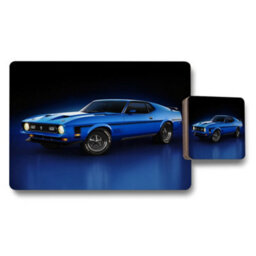 Benjamin Tate Design Blue Automotive Theme Placemats And Coasters Set Of 12 Limited Edition Designer Artwork With Wood Base - thumbnail 1