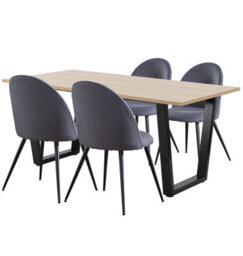 Hallowood Furniture Dudley 1.8M Dining Table Set With 4 Grey Fabric Curved Back Chairs - thumbnail 8