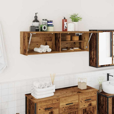 Walplus Bathroom Wall Cabinet Old Wood 100X25X30 Cm Engineered Wood - image 1
