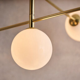 Luminosa Lighting Luminosa Otto Semi Flush Satin Brushed Gold Effect Plate & Gloss Opal Glass 5 Light Dimmable Ip20 - G9 - thumbnail 5