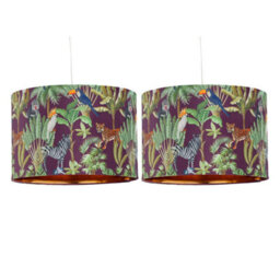 First Choice Lighting Set Of 2 Safari - Velvet Safari 30Cm Pendant Or Table Lamp Shades