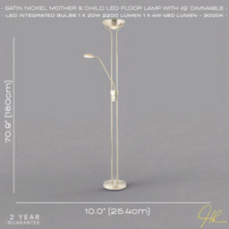 Happy Homewares Led Mother And Child Floor Lamp In Satin Nickel With Rotary Dimmer Switches - thumbnail 6