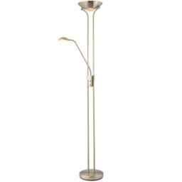 Happy Homewares Led Mother And Child Floor Lamp In Satin Nickel With Rotary Dimmer Switches