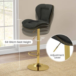 Costway Set Of 2 Bar Stools Adjustable Swivel Leather Pub Chair Kitchen Dining Chairs - thumbnail 6