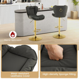 Costway Set Of 2 Bar Stools Adjustable Swivel Leather Pub Chair Kitchen Dining Chairs - thumbnail 5