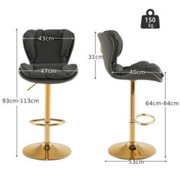 Costway Set Of 2 Bar Stools Adjustable Swivel Leather Pub Chair Kitchen Dining Chairs - thumbnail 2