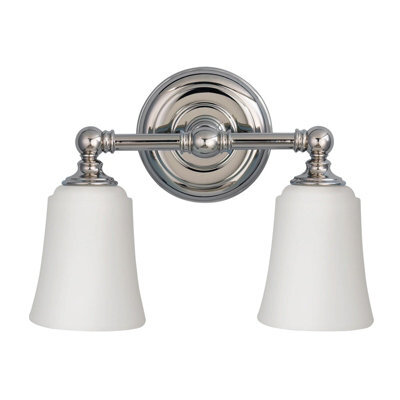 Elegant Ip44 Twin Wall Light With Opaque Glass And Polished Chrome Finish