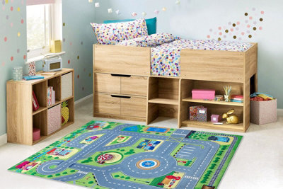 RugsX Bambino 9028 Washing Carpet City, Streets For Children Anti-Slip - Green Grey 200X290 Cm - image 1