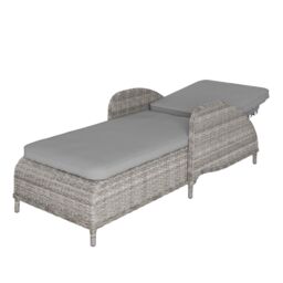 GoodHome Hamilton Steeple Grey Rattan Effect Sun Lounger - thumbnail 3