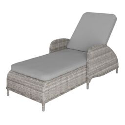 GoodHome Hamilton Steeple Grey Rattan Effect Sun Lounger - thumbnail 2