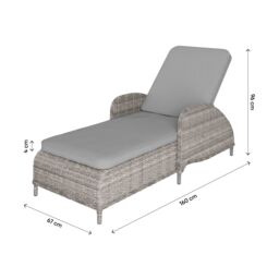 GoodHome Hamilton Steeple Grey Rattan Effect Sun Lounger - thumbnail 6