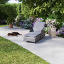 GoodHome Hamilton Steeple Grey Rattan Effect Sun Lounger - thumbnail 1