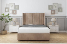 "Sloomy Falcon Mink Naples Divan Bed Base No Drawers With 54"" Wingback Headboard 6' Super King" - thumbnail 2