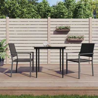 Berkfield 3 Piece Garden Dining Set Poly Rattan And Steel - image 1