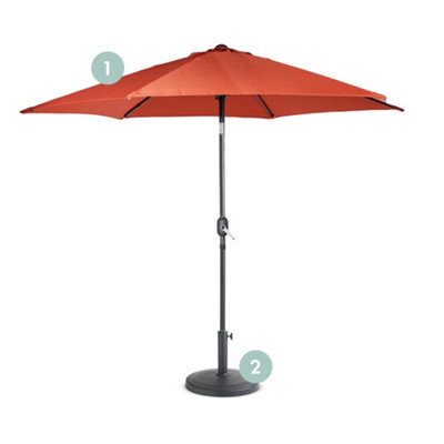 Vonhaus 2.7M Parasol With Base, Hand Crank & Tilt Function, Uv30+ Protection, Air Vent, Powder Coated Steel Frame - image 1