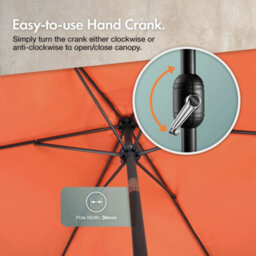 Vonhaus 2.7M Parasol With Base, Hand Crank & Tilt Function, Uv30+ Protection, Air Vent, Powder Coated Steel Frame - thumbnail 6