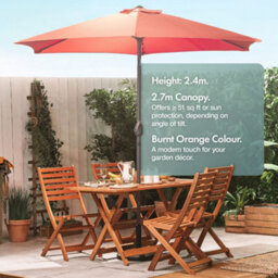 Vonhaus 2.7M Parasol With Base, Hand Crank & Tilt Function, Uv30+ Protection, Air Vent, Powder Coated Steel Frame - thumbnail 3
