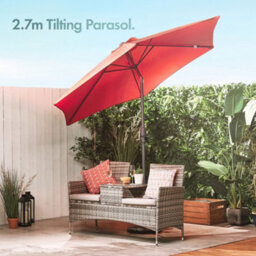 Vonhaus 2.7M Parasol With Base, Hand Crank & Tilt Function, Uv30+ Protection, Air Vent, Powder Coated Steel Frame - thumbnail 2