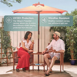 Vonhaus 2.7M Parasol With Base, Hand Crank & Tilt Function, Uv30+ Protection, Air Vent, Powder Coated Steel Frame - thumbnail 4