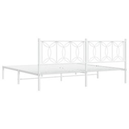 Berkfield Metal Bed Frame Without Mattress With Headboard White 200X200Cm - thumbnail 6