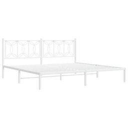 Berkfield Metal Bed Frame Without Mattress With Headboard White 200X200Cm - thumbnail 3