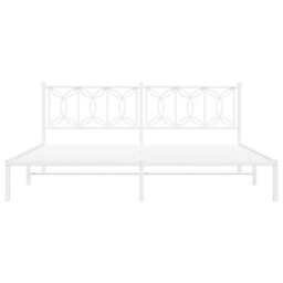 Berkfield Metal Bed Frame Without Mattress With Headboard White 200X200Cm - thumbnail 4