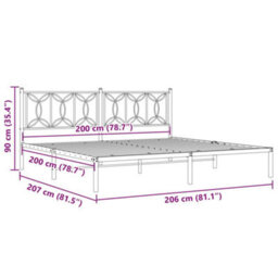 Berkfield Metal Bed Frame Without Mattress With Headboard White 200X200Cm - thumbnail 8
