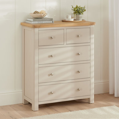The Furniture Market Marbury Putty Grey Painted 2 Over 3 Drawer Chest - image 1