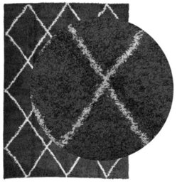 Berkfield Shaggy Rug Pamplona High Pile Modern Black And Cream 200X280 Cm - thumbnail 3