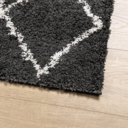 Berkfield Shaggy Rug Pamplona High Pile Modern Black And Cream 200X280 Cm - thumbnail 4