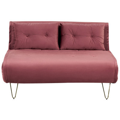 Beliani Sofa Bed 2 Seater Vestfold Velvet Pink - image 1