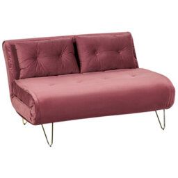 Beliani Sofa Bed 2 Seater Vestfold Velvet Pink - thumbnail 4