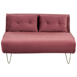 Beliani Sofa Bed 2 Seater Vestfold Velvet Pink - thumbnail 1