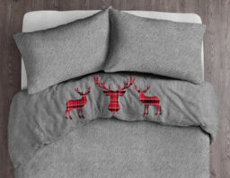Velosso Silver Standing Stag Teddy Duvet Cover And Pillowcase Set King