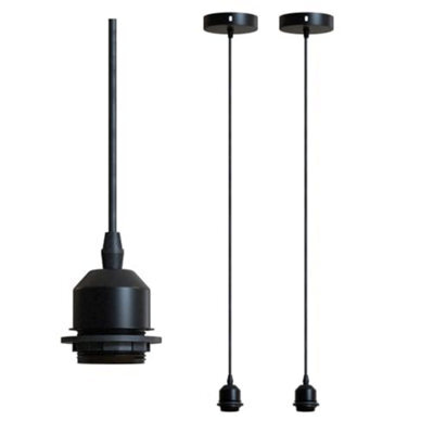Ledsone  2 Pack Pendant Light  Black Metal Ceiling With E27 Holder And 95Cm Cable For Living Room Bedroom Kitchen No Bulb - image 1