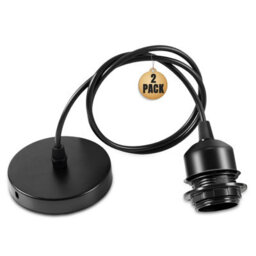 Ledsone  2 Pack Pendant Light  Black Metal Ceiling With E27 Holder And 95Cm Cable For Living Room Bedroom Kitchen No Bulb - thumbnail 9