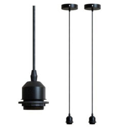 Ledsone  2 Pack Pendant Light  Black Metal Ceiling With E27 Holder And 95Cm Cable For Living Room Bedroom Kitchen No Bulb - thumbnail 1