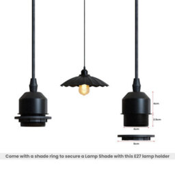 Ledsone  2 Pack Pendant Light  Black Metal Ceiling With E27 Holder And 95Cm Cable For Living Room Bedroom Kitchen No Bulb - thumbnail 3