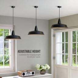 Ledsone  2 Pack Pendant Light  Black Metal Ceiling With E27 Holder And 95Cm Cable For Living Room Bedroom Kitchen No Bulb - thumbnail 7