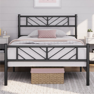 Yaheetech Black 3Ft Single Metal Bed Frame With Arrow Design Headboard And Footboard - image 1