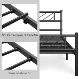 Yaheetech Black 3Ft Single Metal Bed Frame With Arrow Design Headboard And Footboard - thumbnail 8