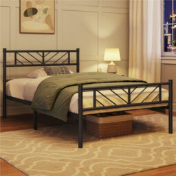 Yaheetech Black 3Ft Single Metal Bed Frame With Arrow Design Headboard And Footboard - thumbnail 3