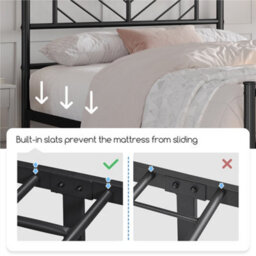 Yaheetech Black 3Ft Single Metal Bed Frame With Arrow Design Headboard And Footboard - thumbnail 5