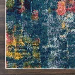 Blue/yellow Modern Easy To Clean Abstract Graphics Rug For Dining Room-160Cm X 221Cm - thumbnail 6