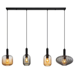 Luminosa Lighting Luminosa Valletta Bar Pendant Ceiling Light Matt Black Glass Shade 4X E27 - thumbnail 3
