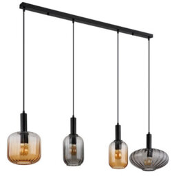Luminosa Lighting Luminosa Valletta Bar Pendant Ceiling Light Matt Black Glass Shade 4X E27 - thumbnail 2