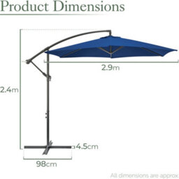 Christow 3M Banana Parasol With Crank & Locking Lever - thumbnail 7