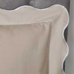Appletree Scallop Edge 100% Cotton Natural Duvet Cover Set - thumbnail 2